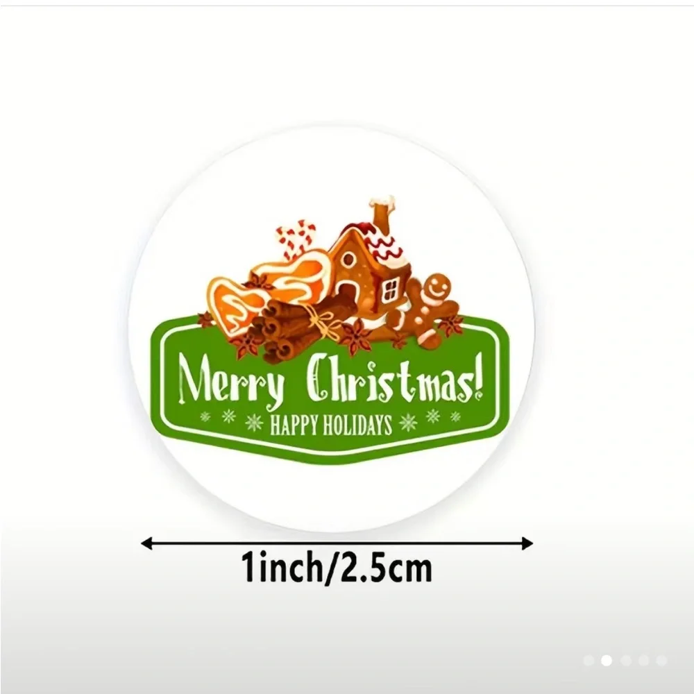 500 Merry Christmas Stickers - 1” White
